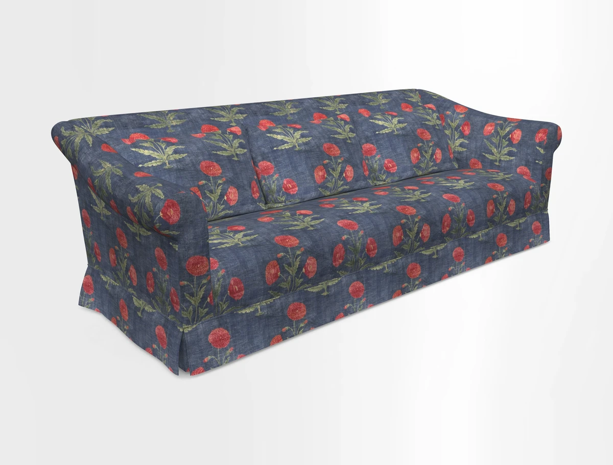 Turnberry 3 seater sofa in Contour Lines Berry with scatters in Frond Stripe Small Berry