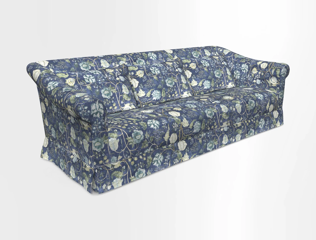Turnberry 3 seater sofa in Contour Lines Berry with scatters in Frond Stripe Small Berry