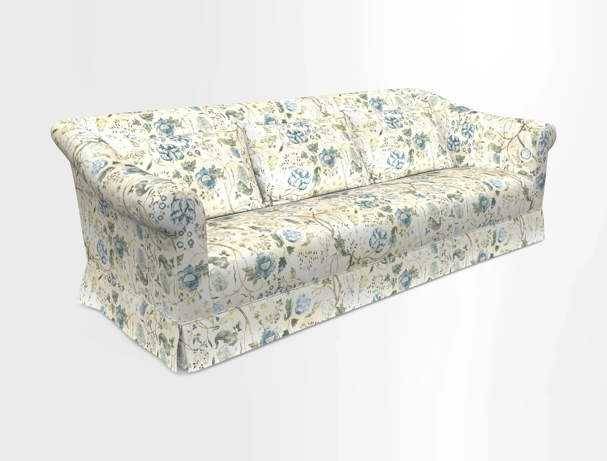 Turnberry 3 seater sofa in Contour Lines Berry with scatters in Frond Stripe Small Berry