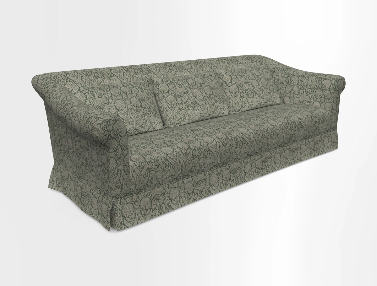 Turnberry 3 seater sofa in Contour Lines Berry with scatters in Frond Stripe Small Berry