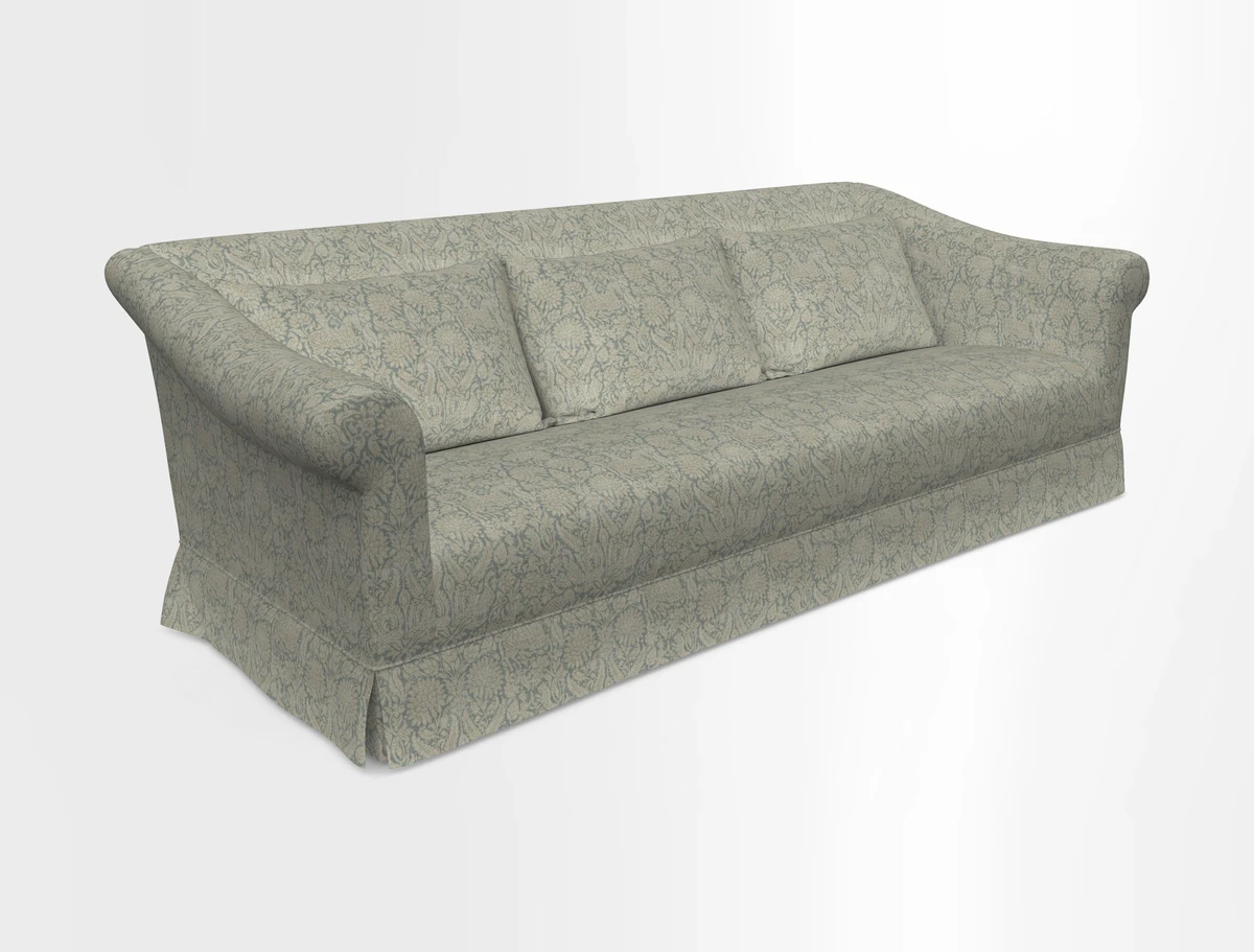 Turnberry 3 seater sofa in Contour Lines Berry with scatters in Frond Stripe Small Berry