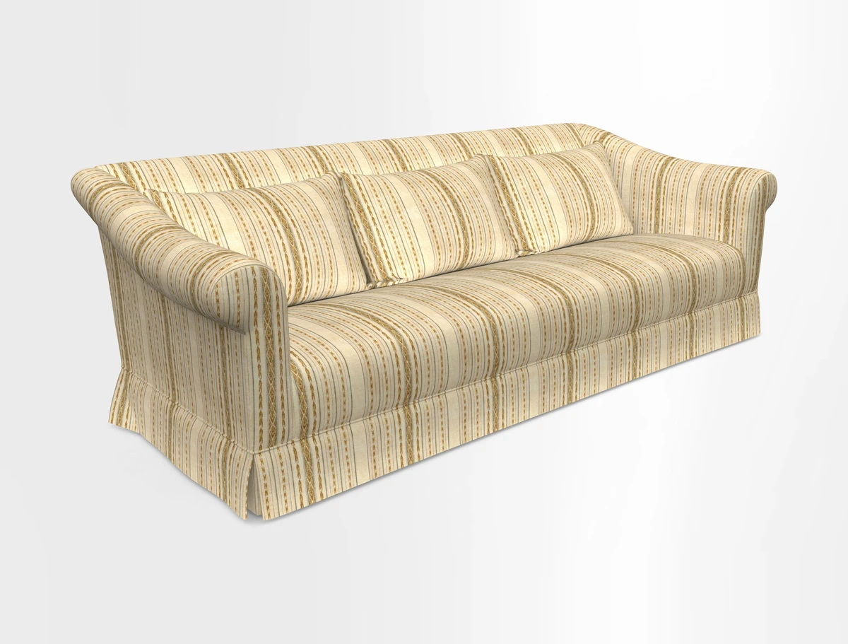 Turnberry 3 seater sofa in Contour Lines Berry with scatters in Frond Stripe Small Berry