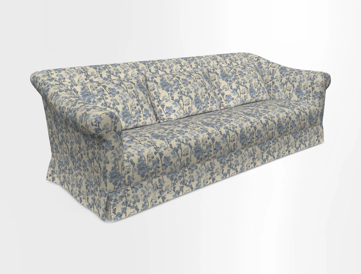 Turnberry 3 seater sofa in Contour Lines Berry with scatters in Frond Stripe Small Berry