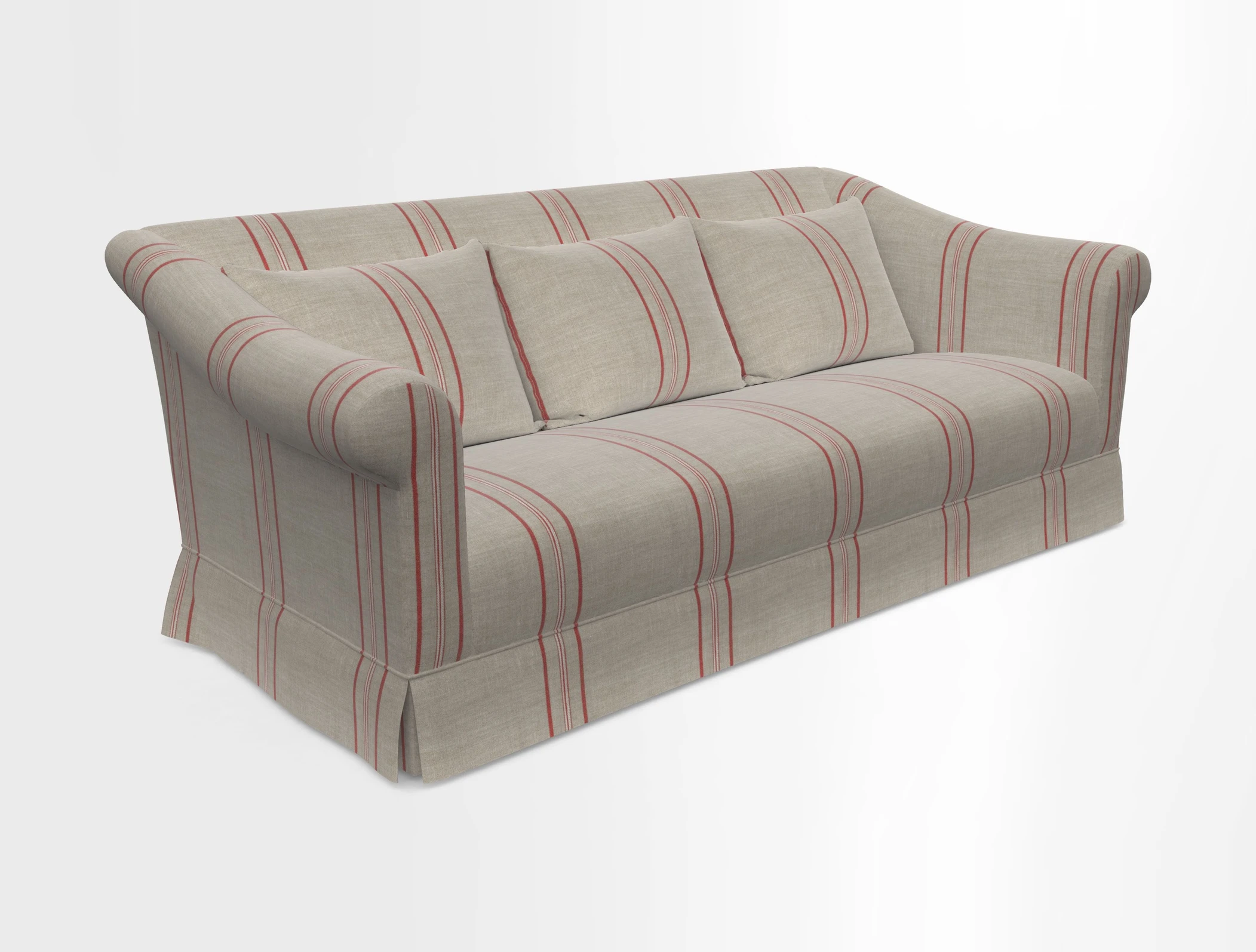 Turnberry 3 seater sofa in Contour Lines Berry with scatters in Frond Stripe Small Berry