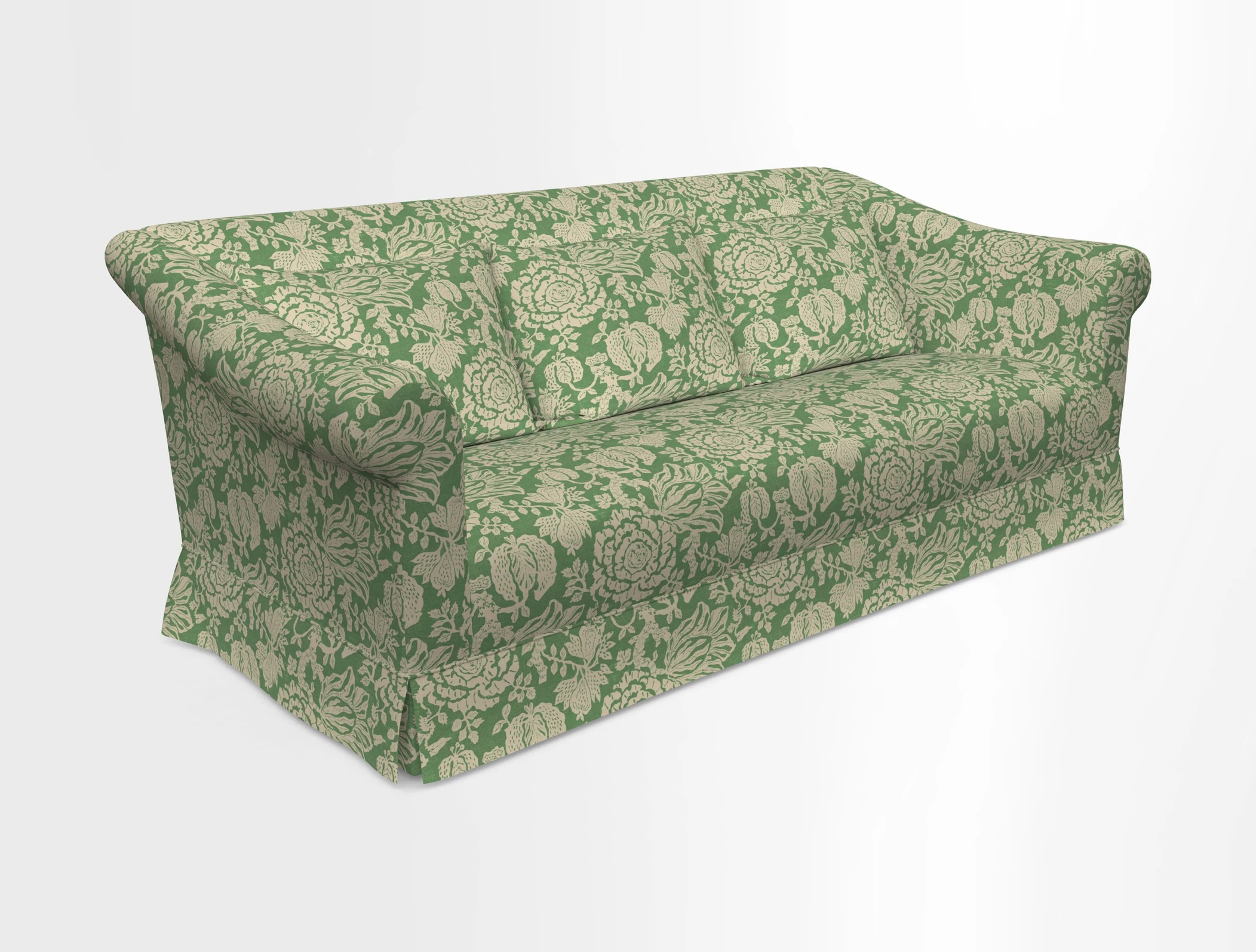 Turnberry 3 seater sofa in Contour Lines Berry with scatters in Frond Stripe Small Berry