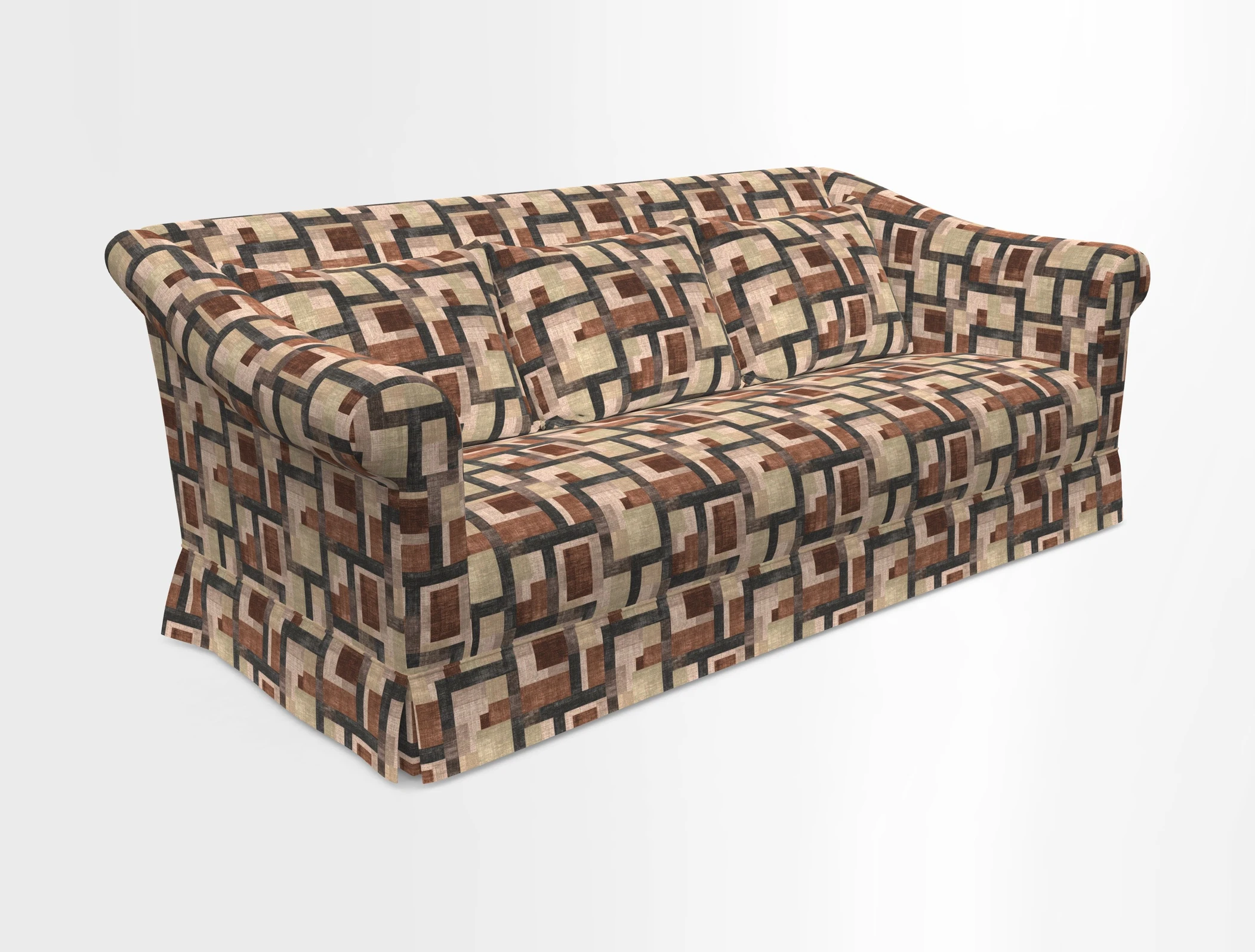 Turnberry 3 seater sofa in Contour Lines Berry with scatters in Frond Stripe Small Berry