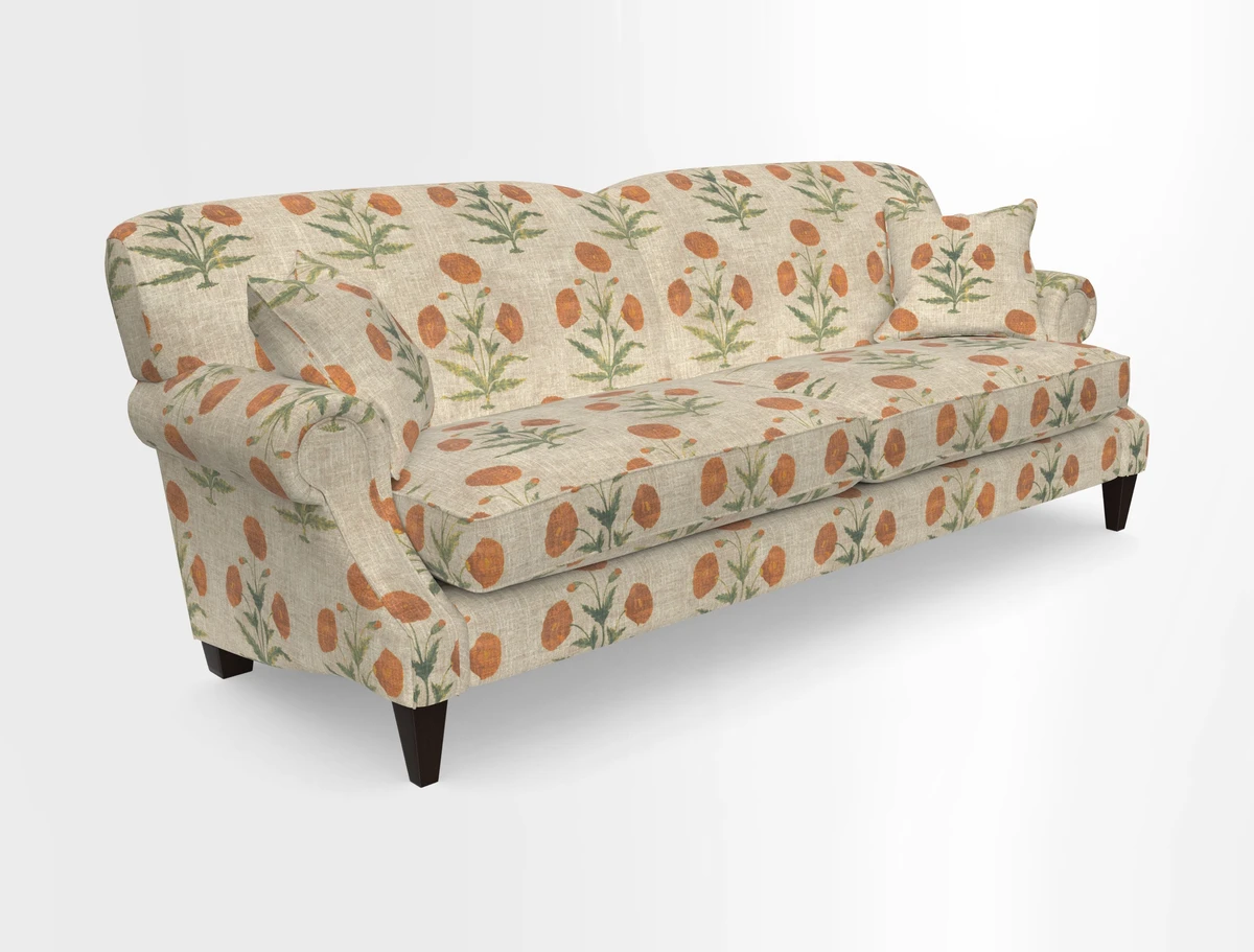 Tangmere 4 Seater Sofa in Floral Linen L'Oiseaux Tapestry 