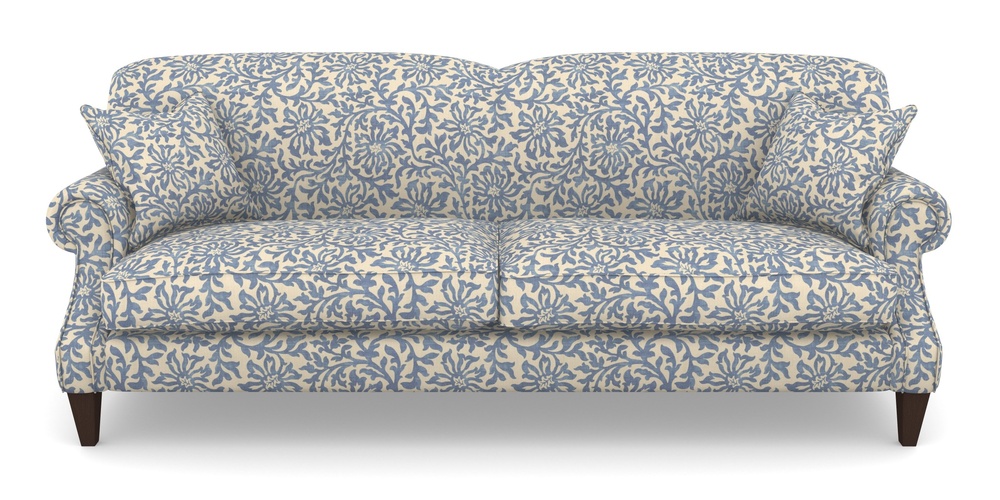 Product photograph of Tangmere 4 Seater Sofa In V A Brompton Collection - Floral Scroll - Morning Blue from Sofas and Stuff Limited