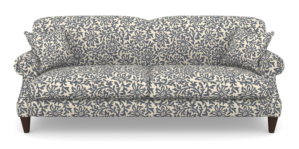 Product photograph of Tangmere 4 Seater Sofa In V A Brompton Collection - Floral Scroll - Midnight Blue from Sofas and Stuff Limited