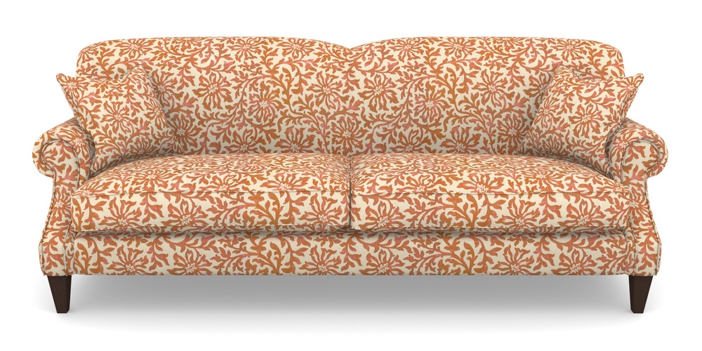 Product photograph of Tangmere 4 Seater Sofa In V A Brompton Collection - Floral Scroll - Terracotta from Sofas and Stuff Limited