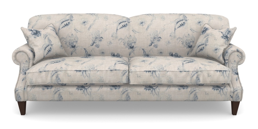 Product photograph of Tangmere 4 Seater Sofa In Floral Linen - Lela Mystery Indigo from Sofas and Stuff Limited