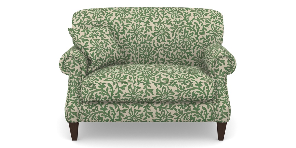 Product photograph of Tangmere Snuggler In V A Brompton Collection - Floral Scroll - Basil from Sofas and Stuff Limited