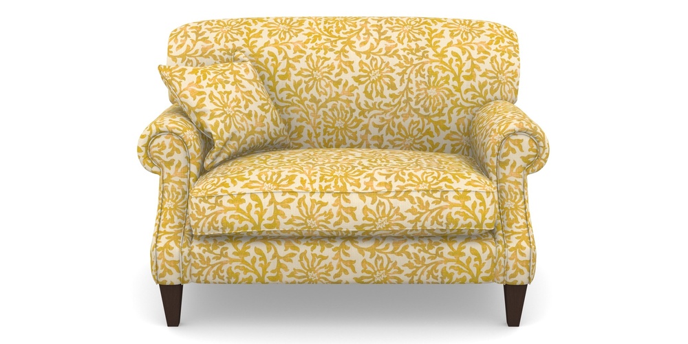 Product photograph of Tangmere Snuggler In V A Brompton Collection - Floral Scroll - Corn from Sofas and Stuff Limited