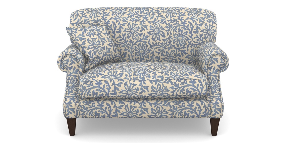 Product photograph of Tangmere Snuggler In V A Brompton Collection - Floral Scroll - Morning Blue from Sofas and Stuff Limited