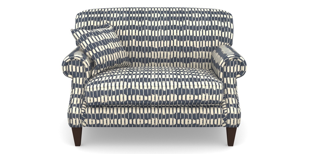 Product photograph of Tangmere Snuggler In V A Brompton Collection - Ikat - Midnight Blue from Sofas and Stuff Limited