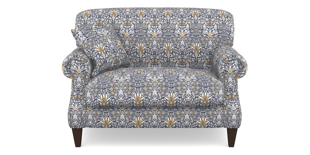 Product photograph of Tangmere Snuggler In William Morris Collection - Snakeshead - Indigo Hemp from Sofas and Stuff Limited