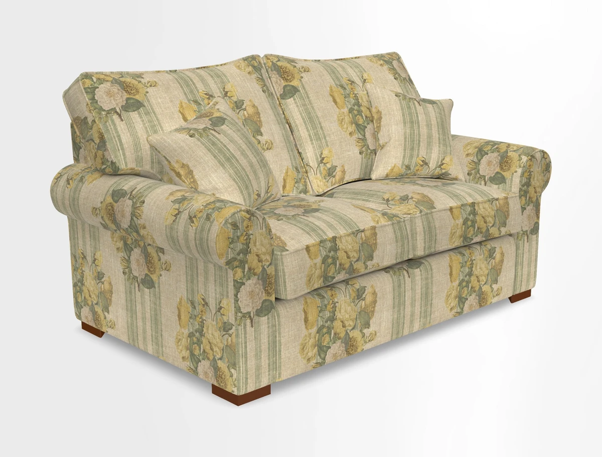 Upperton 3 Seater Loose Cover Sofa in Floral Linen Even So Verde - Fitted cover option available