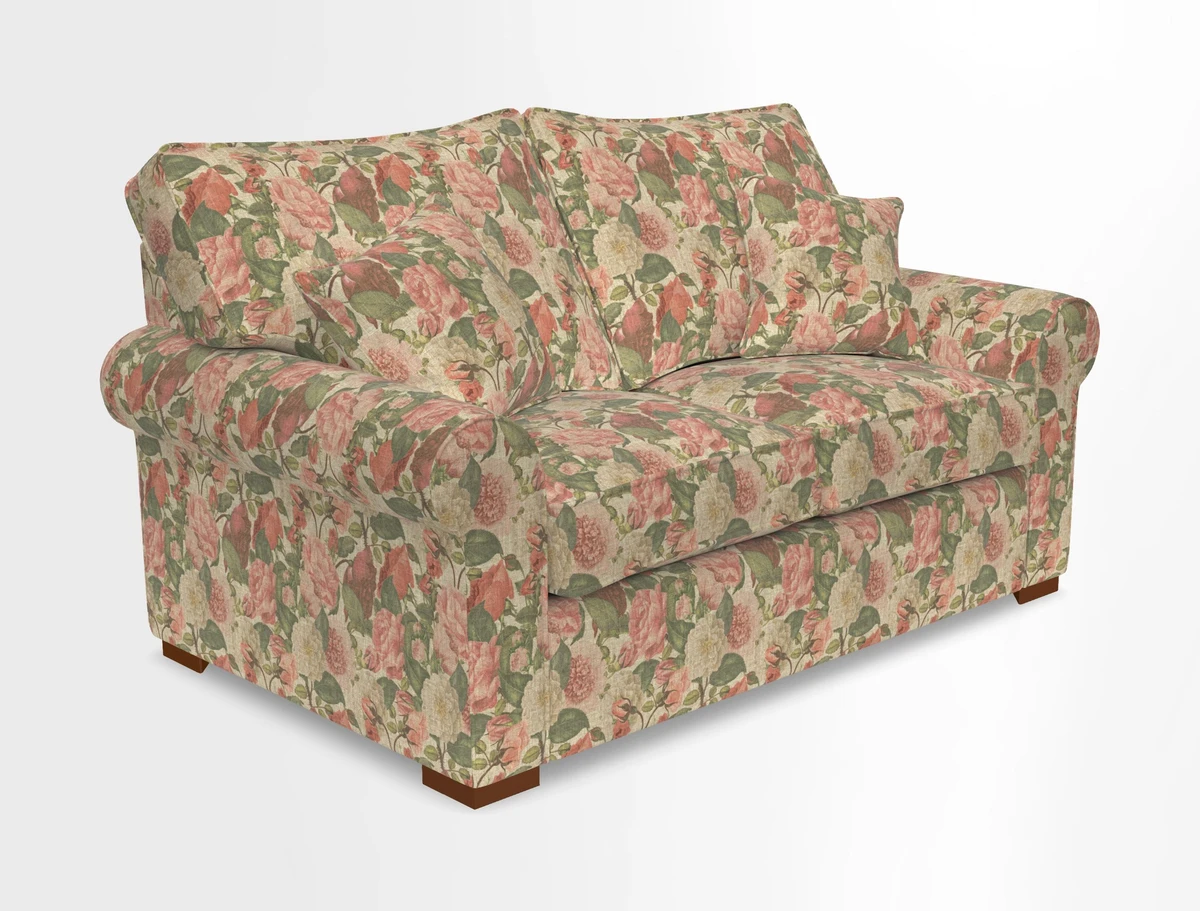 Upperton 3 Seater Loose Cover Sofa in Floral Linen Even So Verde - Fitted cover option available