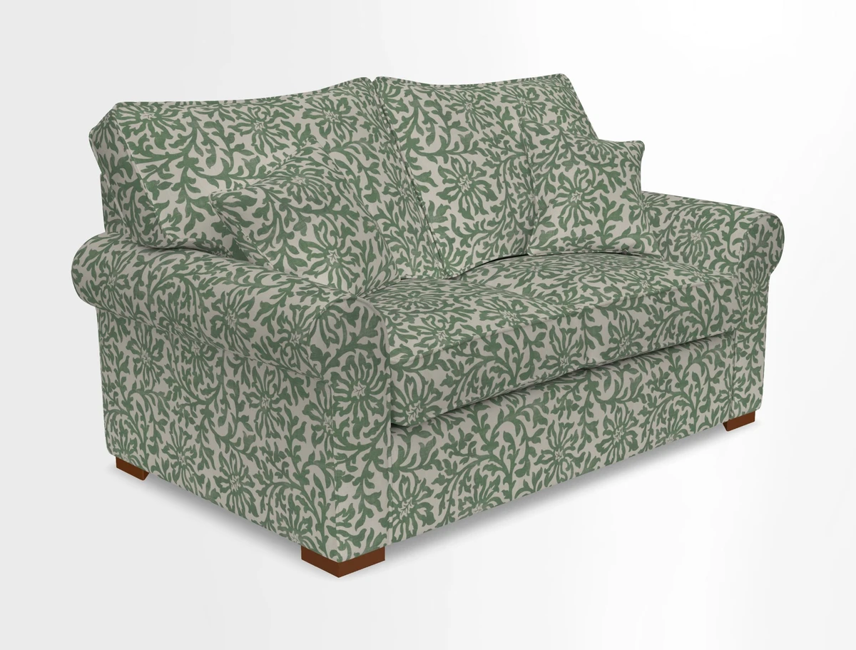 Upperton 3 Seater Loose Cover Sofa in Floral Linen Even So Verde - Fitted cover option available