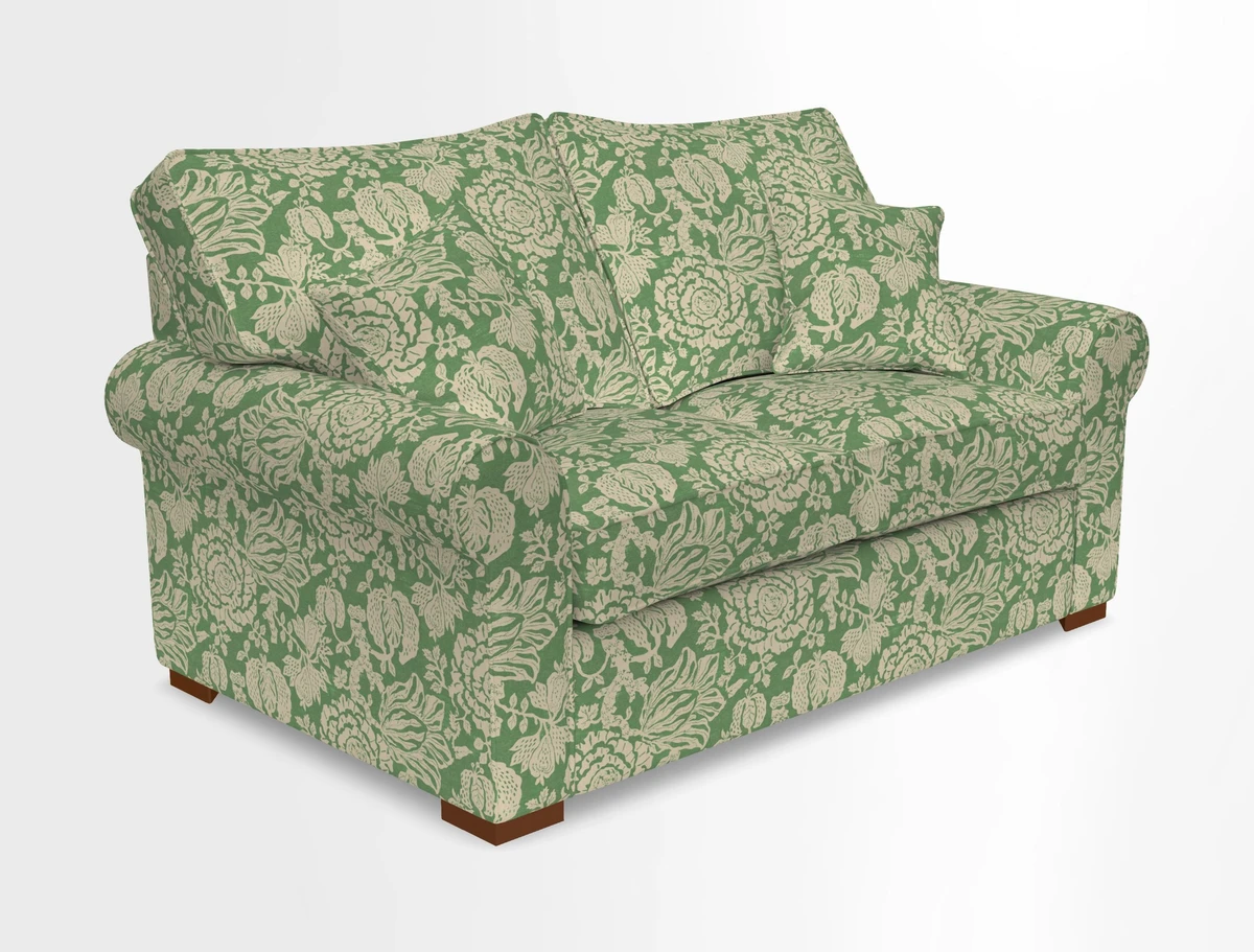 Upperton 3 Seater Loose Cover Sofa in Floral Linen Even So Verde - Fitted cover option available