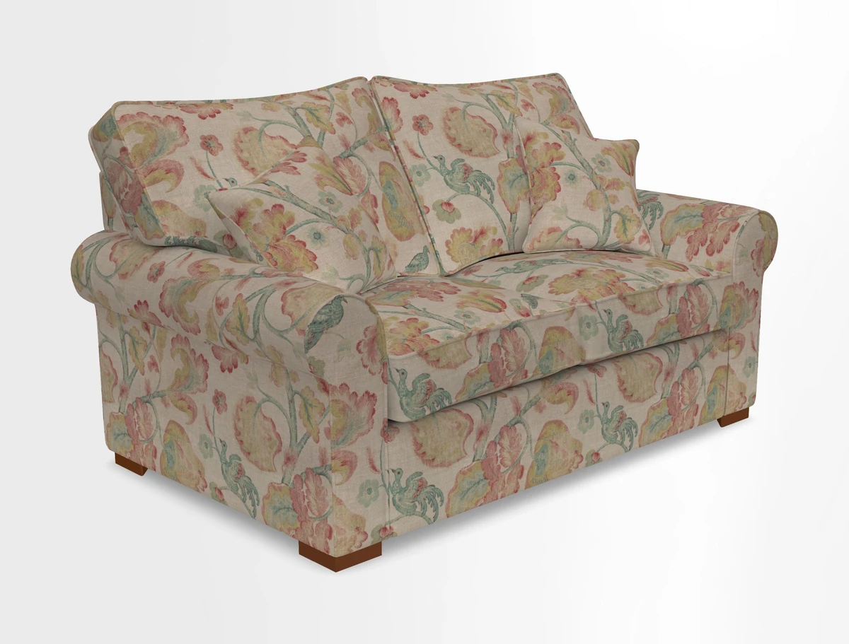 Upperton 3 Seater Loose Cover Sofa in Floral Linen Even So Verde - Fitted cover option available
