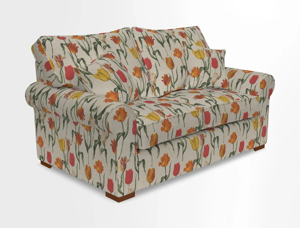 Upperton 3 Seater Loose Cover Sofa in Floral Linen Even So Verde - Fitted cover option available
