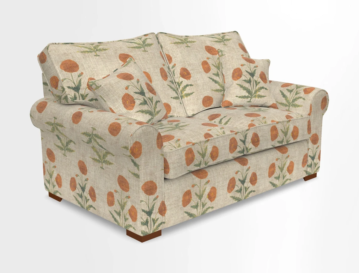 Upperton 3 Seater Loose Cover Sofa in Floral Linen Even So Verde - Fitted cover option available
