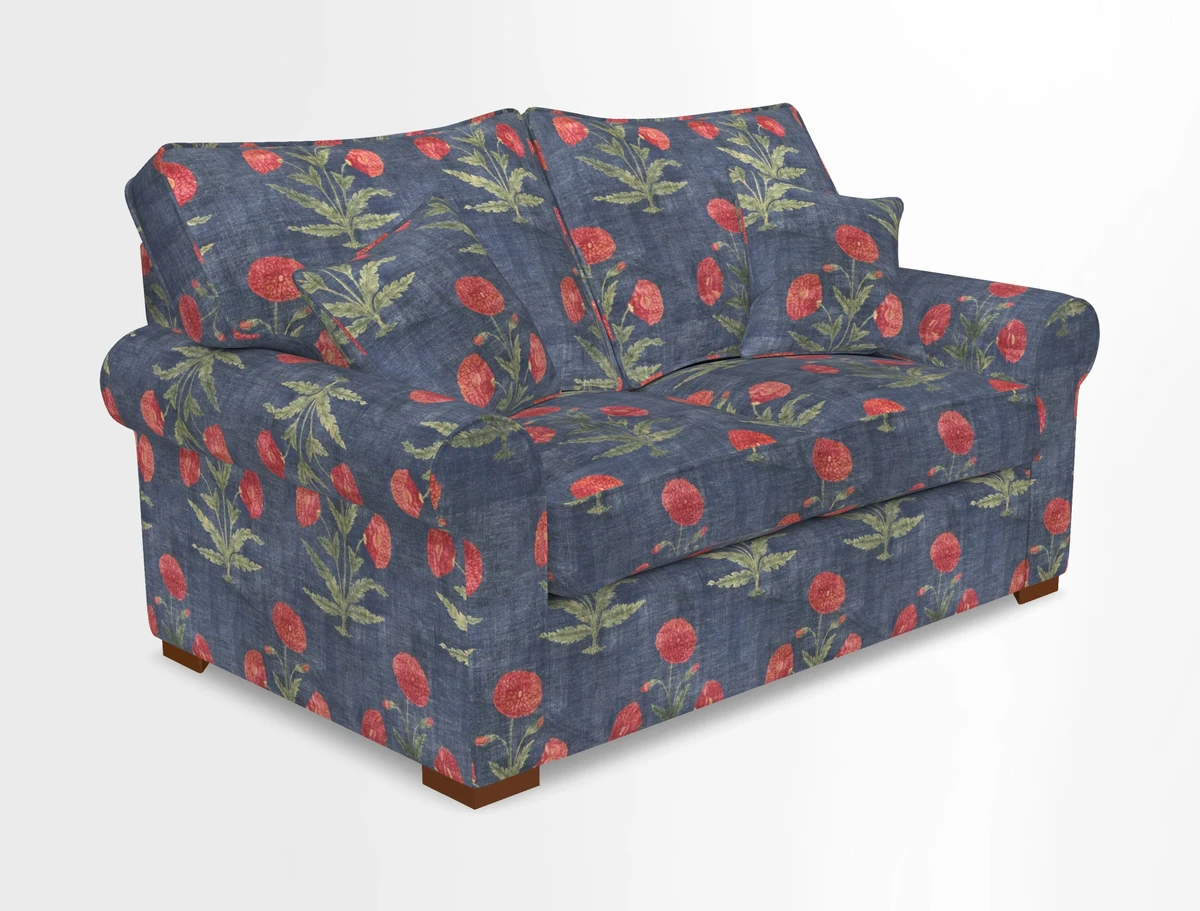 Upperton 3 Seater Loose Cover Sofa in Floral Linen Even So Verde - Fitted cover option available