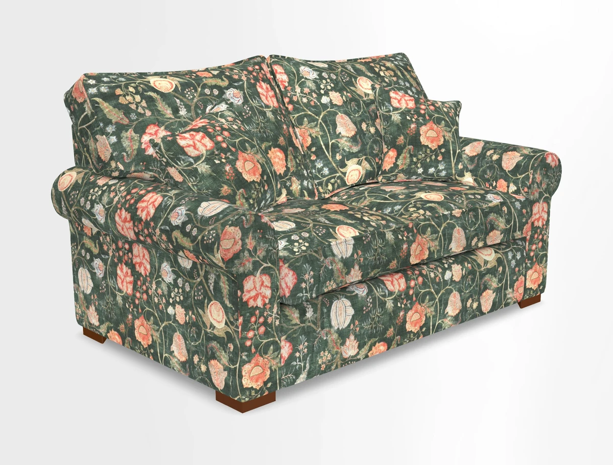 Upperton 3 Seater Loose Cover Sofa in Floral Linen Even So Verde - Fitted cover option available