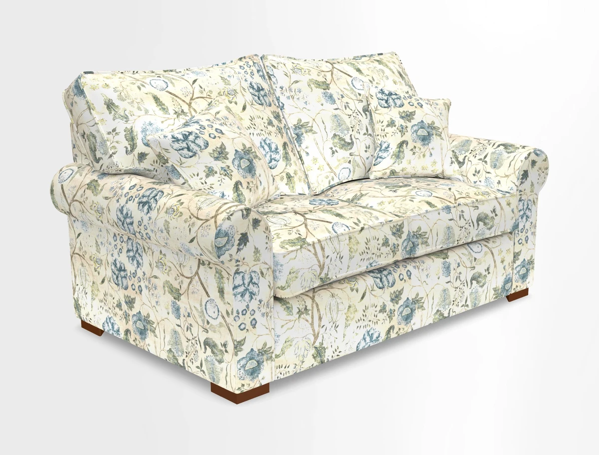 Upperton 3 Seater Loose Cover Sofa in Floral Linen Even So Verde - Fitted cover option available
