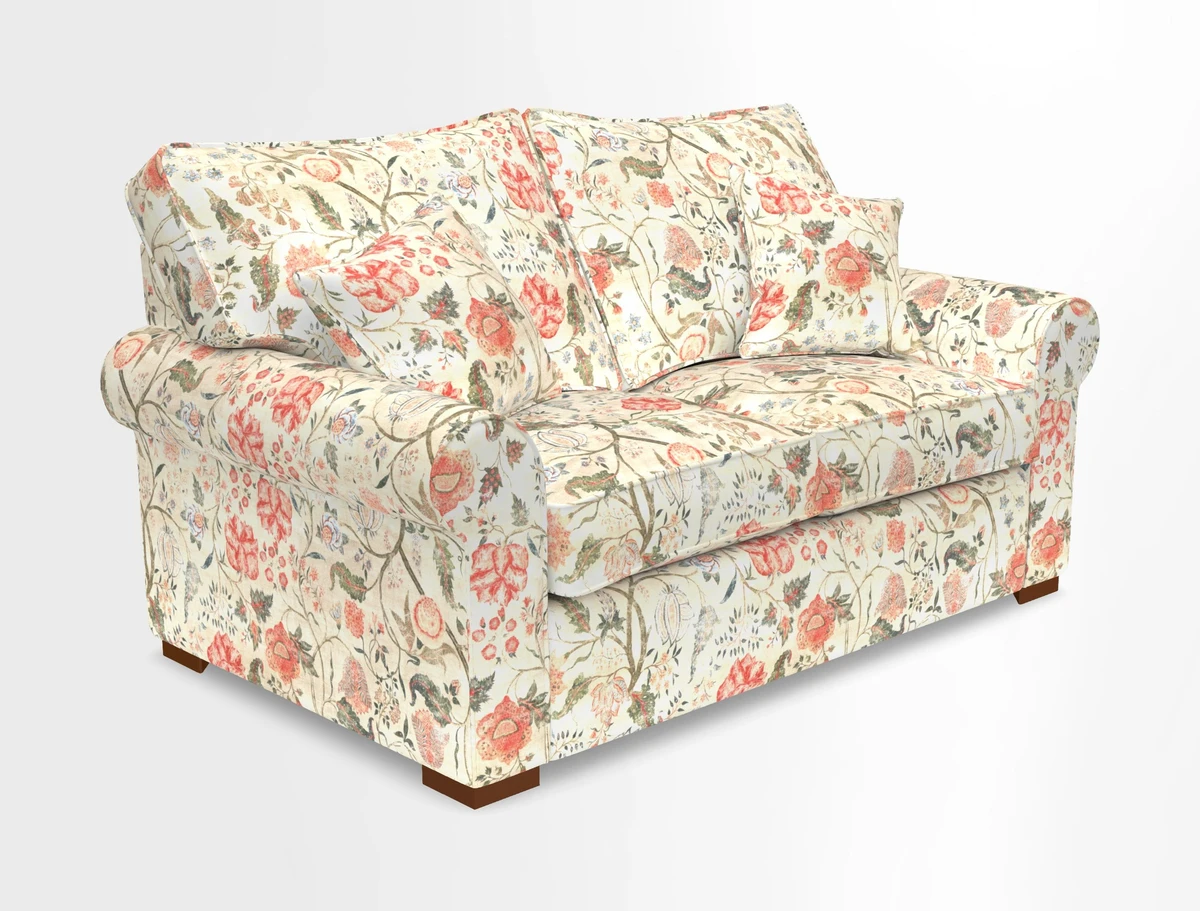 Upperton 3 Seater Loose Cover Sofa in Floral Linen Even So Verde - Fitted cover option available