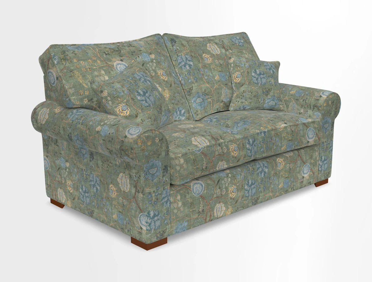 Upperton 3 Seater Loose Cover Sofa in Floral Linen Even So Verde - Fitted cover option available