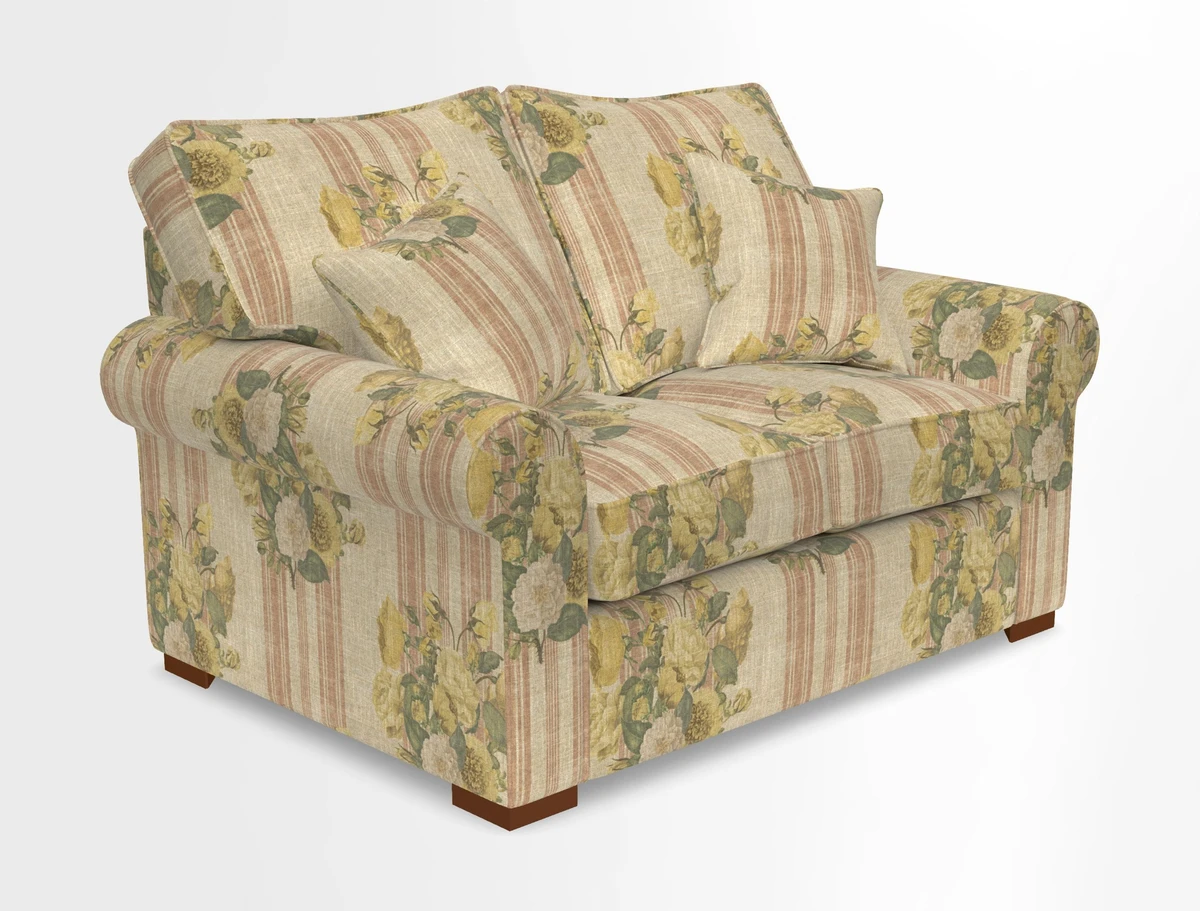 Upperton 3 Seater Loose Cover Sofa in Floral Linen Even So Verde - Fitted cover option available