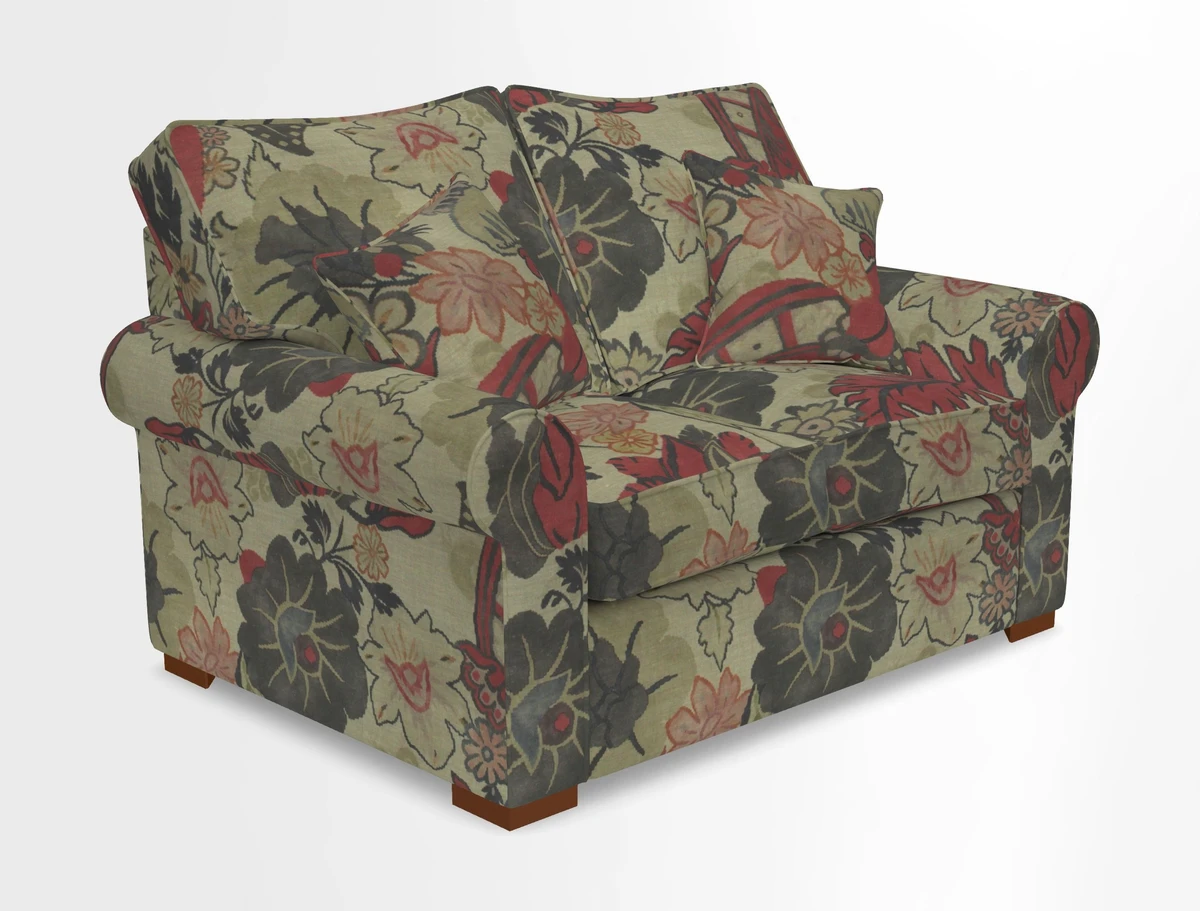 Upperton 3 Seater Loose Cover Sofa in Floral Linen Even So Verde - Fitted cover option available