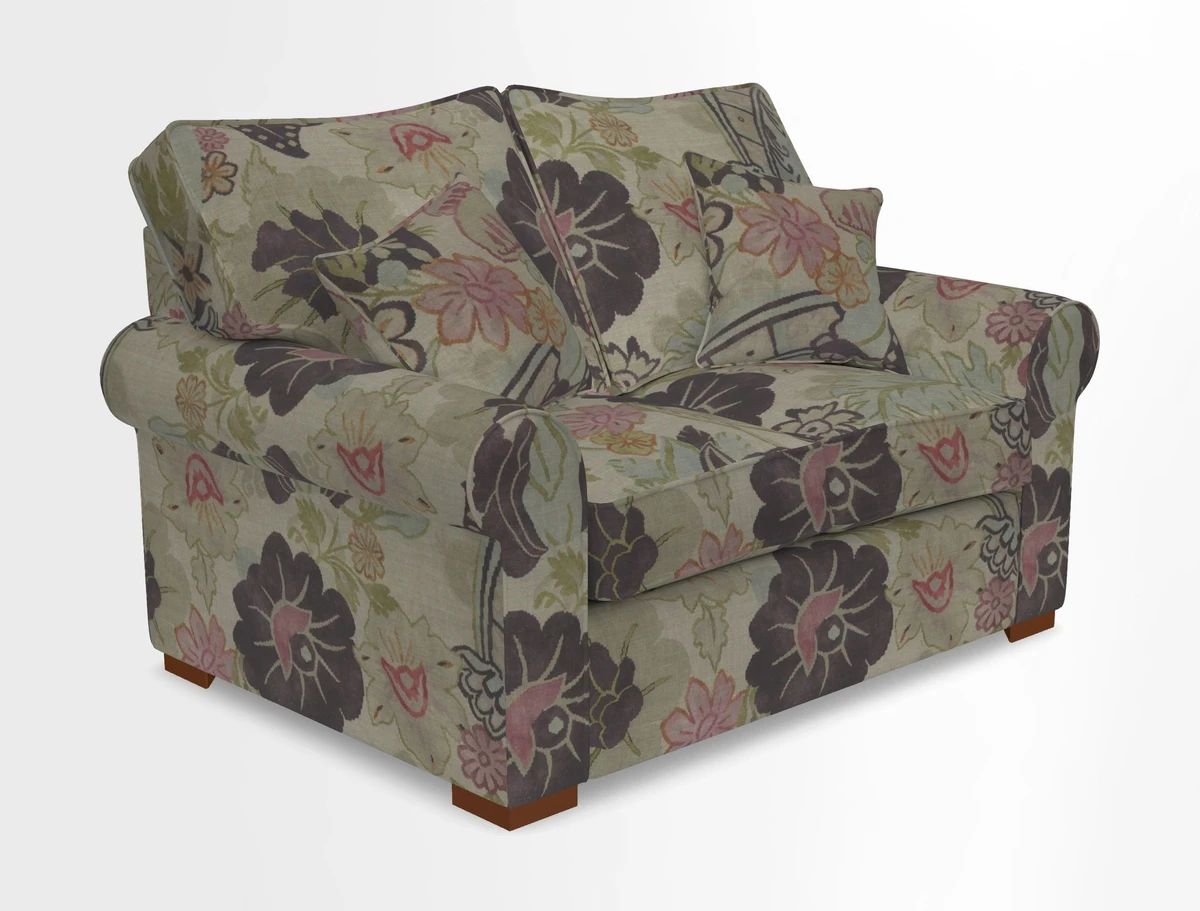 Upperton 3 Seater Loose Cover Sofa in Floral Linen Even So Verde - Fitted cover option available