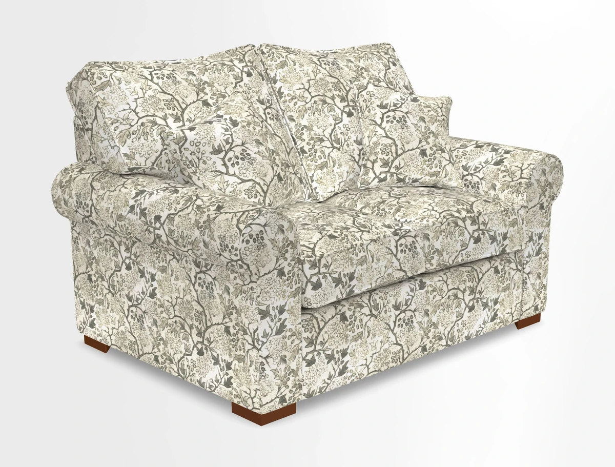 Upperton 3 Seater Loose Cover Sofa in Floral Linen Even So Verde - Fitted cover option available