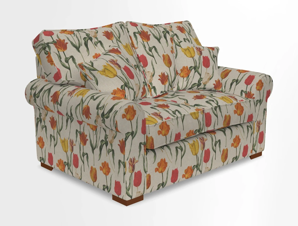 Upperton 3 Seater Loose Cover Sofa in Floral Linen Even So Verde - Fitted cover option available