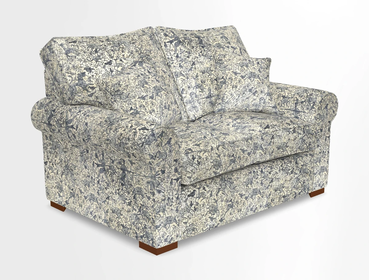 Upperton 3 Seater Loose Cover Sofa in Floral Linen Even So Verde - Fitted cover option available