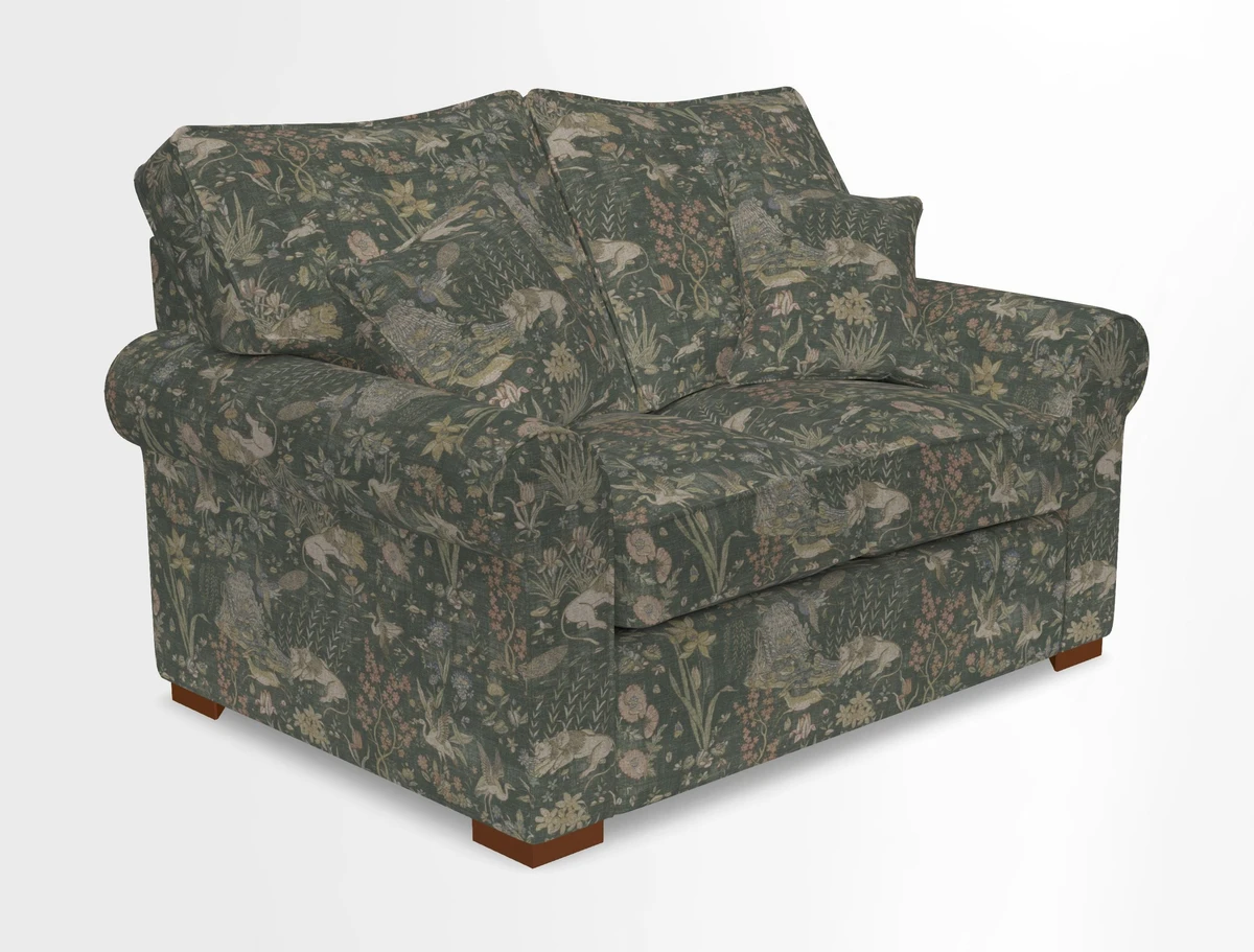 Upperton 3 Seater Loose Cover Sofa in Floral Linen Even So Verde - Fitted cover option available