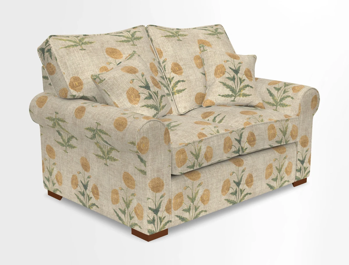 Upperton 3 Seater Loose Cover Sofa in Floral Linen Even So Verde - Fitted cover option available