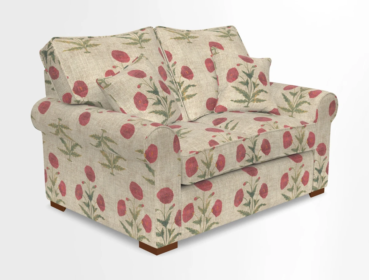 Upperton 3 Seater Loose Cover Sofa in Floral Linen Even So Verde - Fitted cover option available