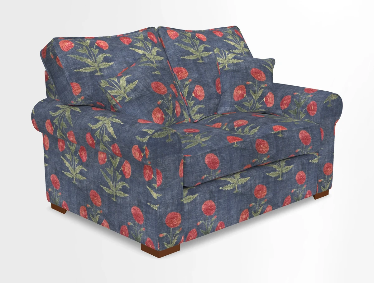 Upperton 3 Seater Loose Cover Sofa in Floral Linen Even So Verde - Fitted cover option available