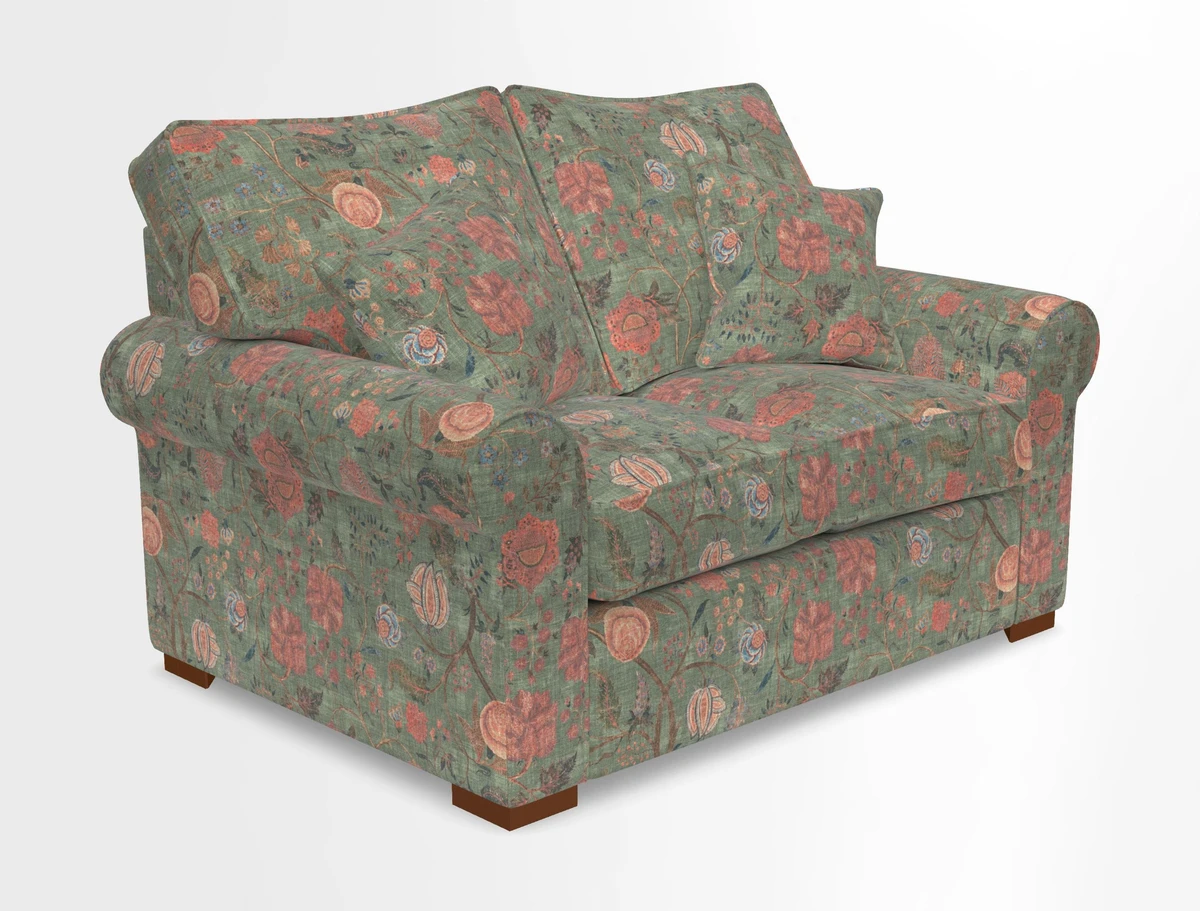 Upperton 3 Seater Loose Cover Sofa in Floral Linen Even So Verde - Fitted cover option available