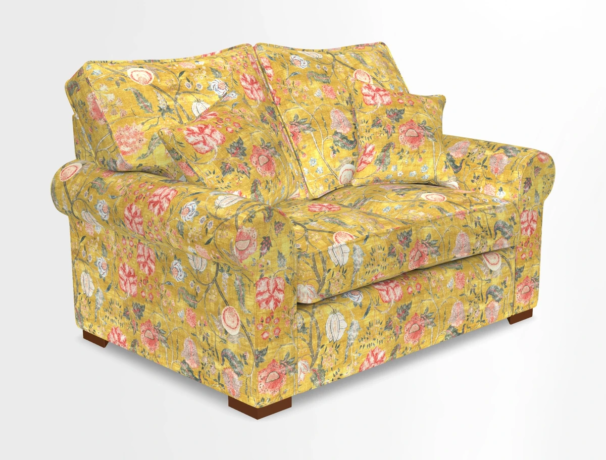 Upperton 3 Seater Loose Cover Sofa in Floral Linen Even So Verde - Fitted cover option available