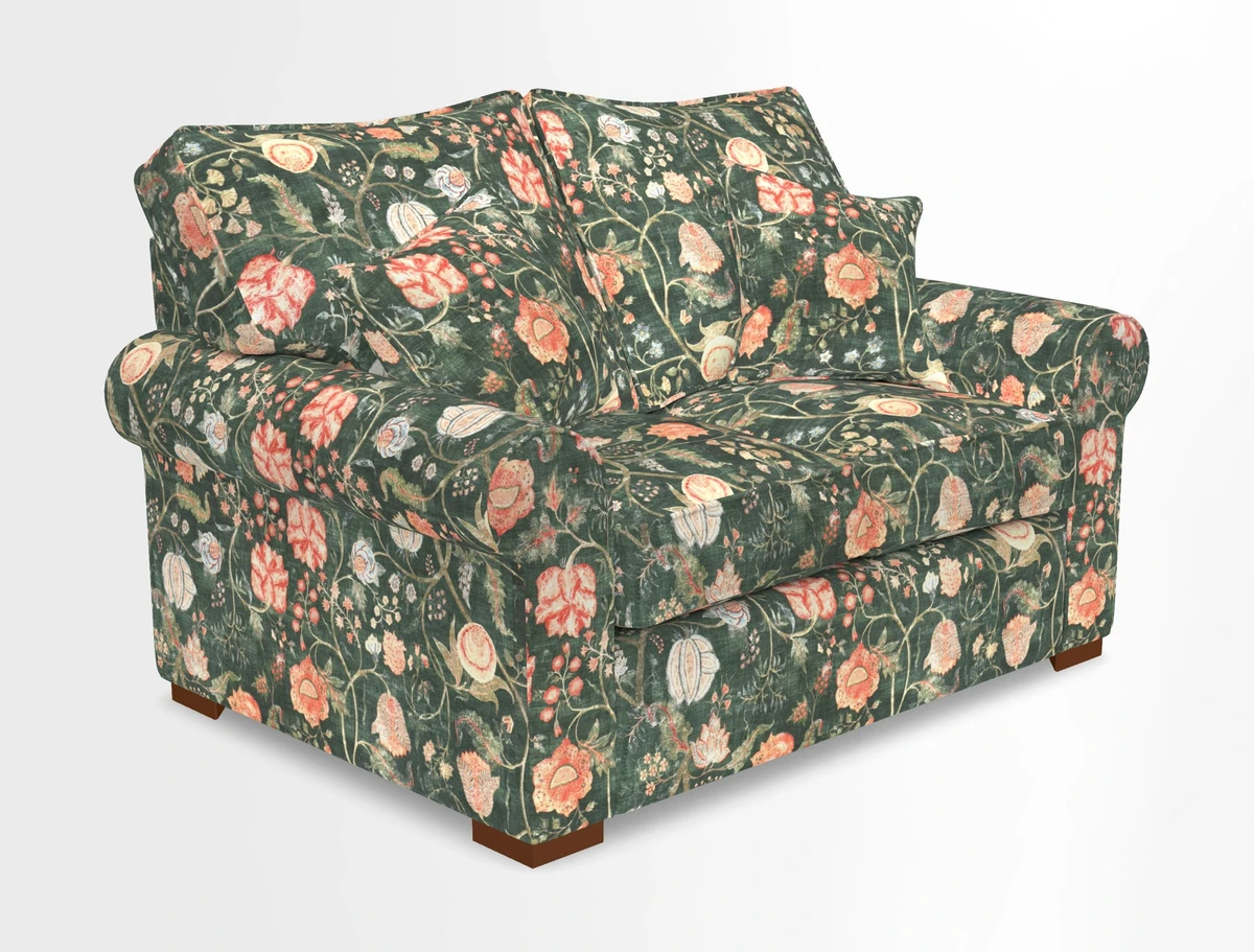 Upperton 3 Seater Loose Cover Sofa in Floral Linen Even So Verde - Fitted cover option available