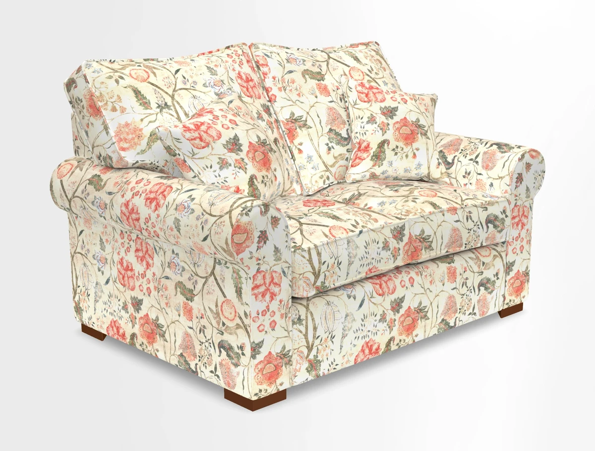 Upperton 3 Seater Loose Cover Sofa in Floral Linen Even So Verde - Fitted cover option available
