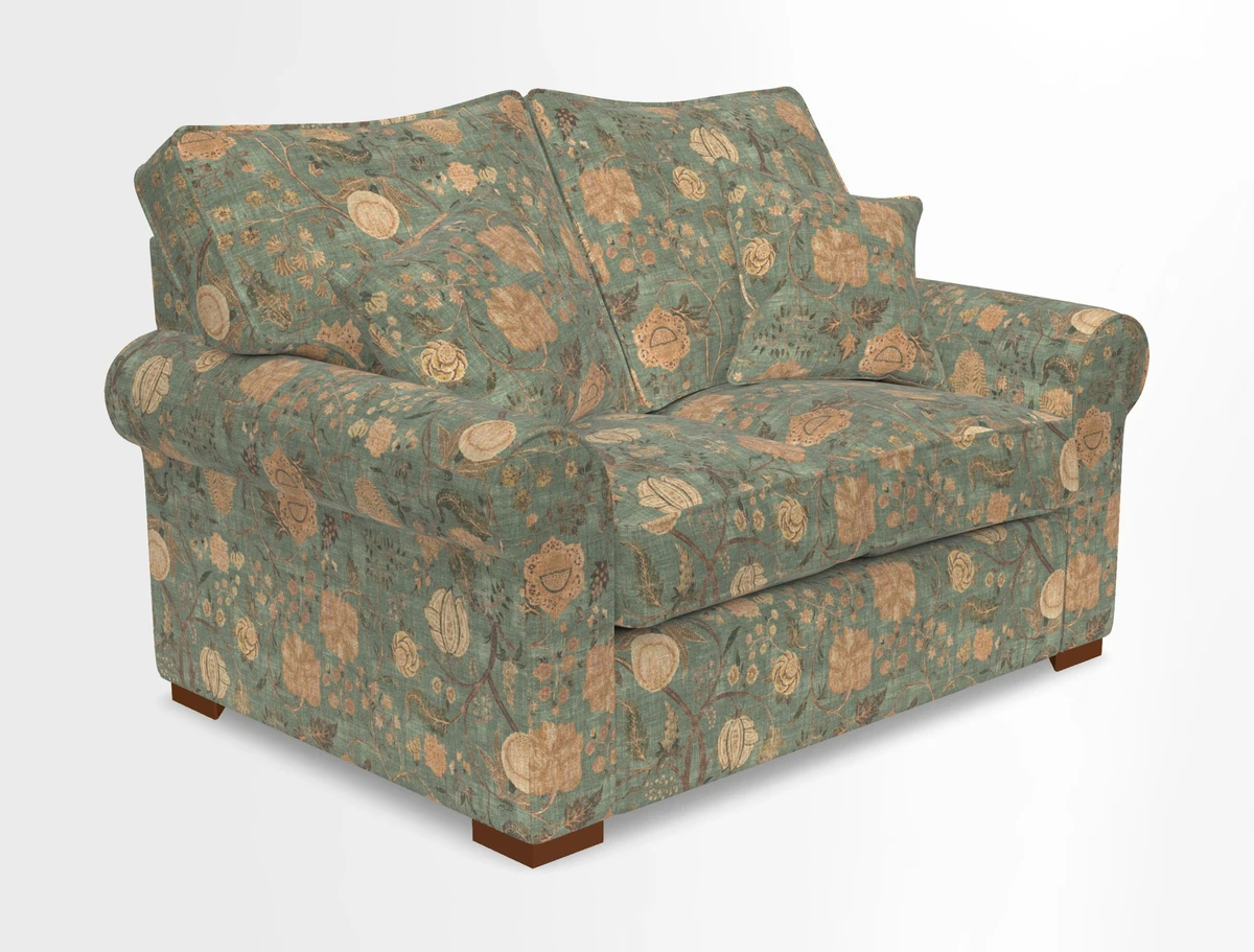 Upperton 3 Seater Loose Cover Sofa in Floral Linen Even So Verde - Fitted cover option available