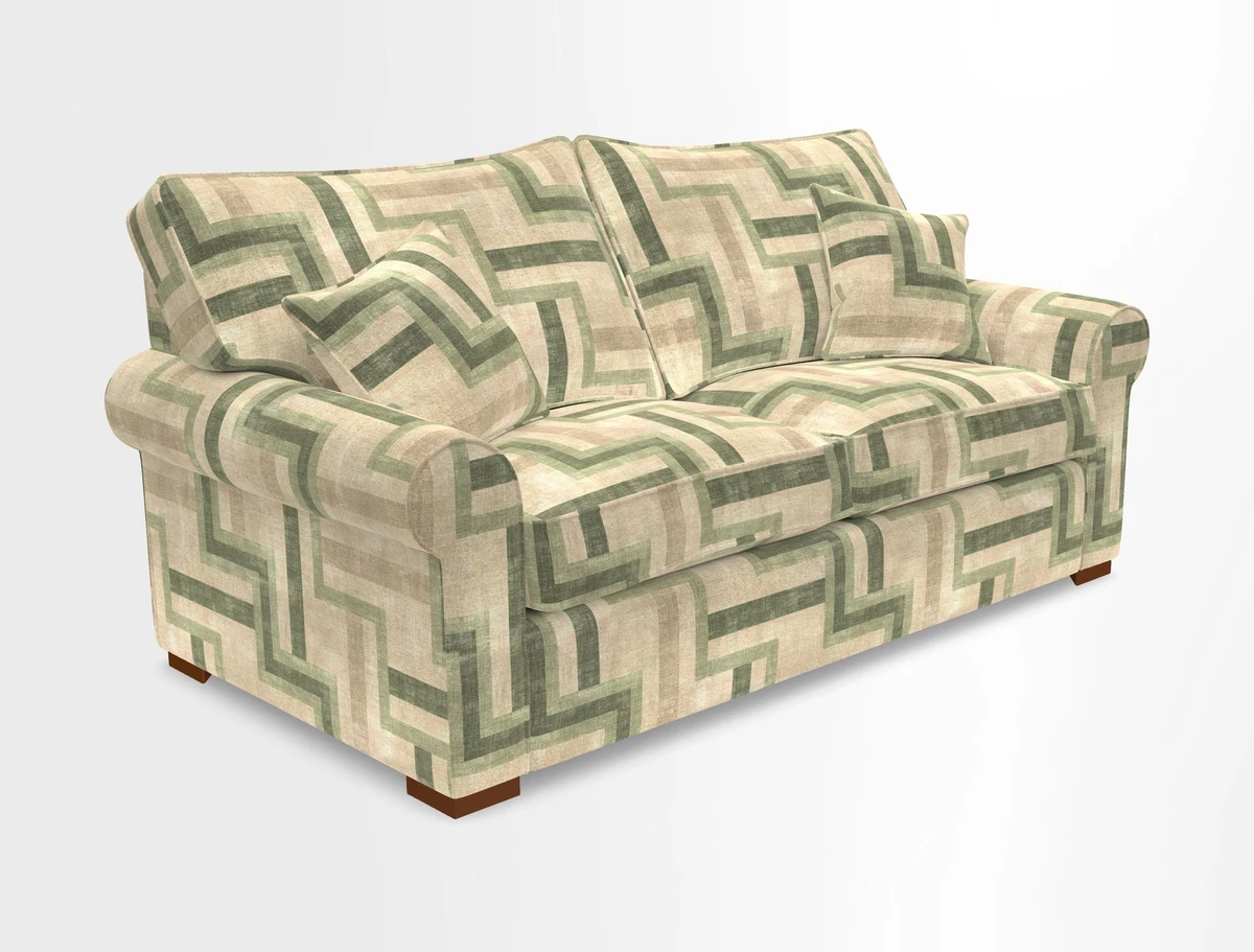 Upperton 3 Seater Loose Cover Sofa in Floral Linen Even So Verde - Fitted cover option available