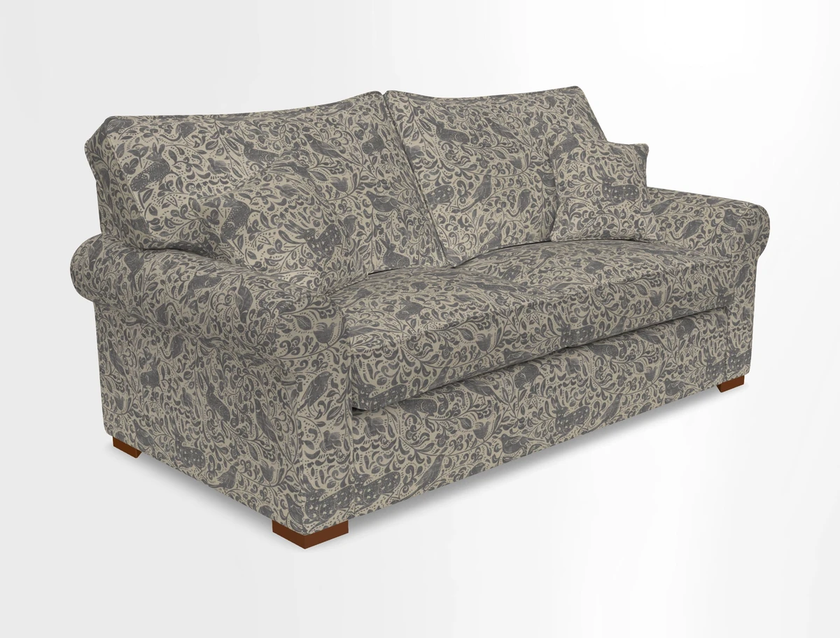 Upperton 3 Seater Loose Cover Sofa in Floral Linen Even So Verde - Fitted cover option available