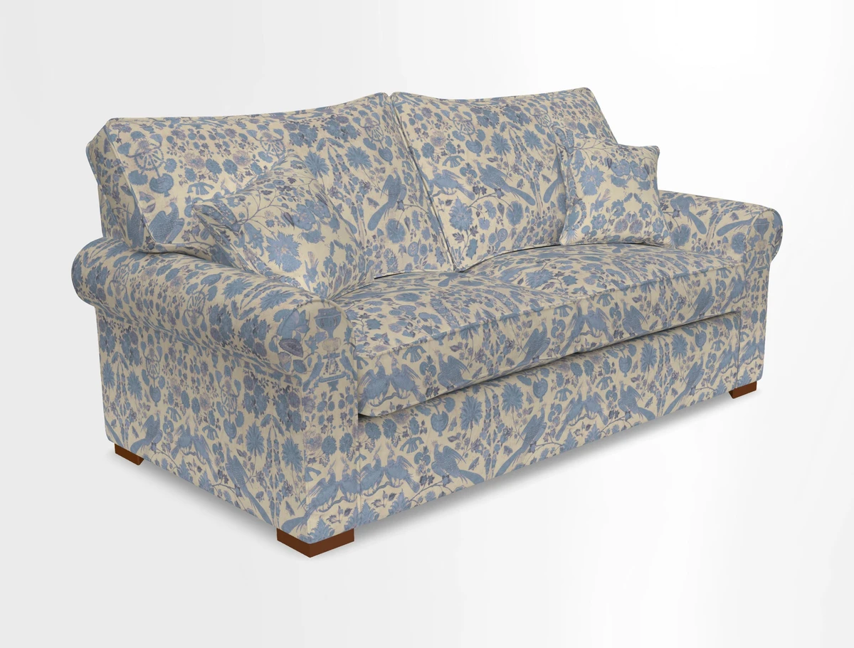 Upperton 3 Seater Loose Cover Sofa in Floral Linen Even So Verde - Fitted cover option available